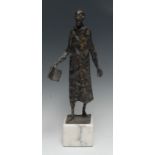 Modernist School (20th century), a brown patinated bronze, of an emaciated man of learning,