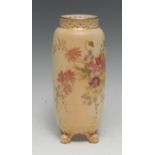 A Royal Worcester cylindrical vase, pierced neck,