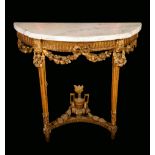 A Neo-Classical giltwood and gesso demi-lune console table,