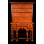 A William and Mary walnut chest on stand,