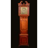 A George III oak and mahogany longcase clock, 31cm square brass dial inscribed Cooper, Derby,