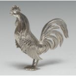 A Continental silver coloured metal novelty model, of a cockerel, probably Spanish, 11.