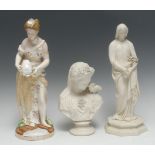 A John Bevington Meissen style figure, of a lady standing with upturned vase,