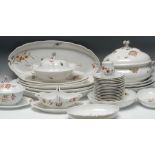 A comprehensive Meissen dinner service, outside painted by Elisabeth Wilke,