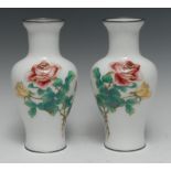 A pair of Japanese cloisonné enamel baluster vases,