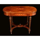 A 19th century Franglais brass mounted rosewood and marquetry centre table,