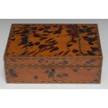 A 19th century Colonial tortoiseshell rectangular work box,