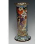 A Wedgwood Fairyland Lustre Torches Pattern cylindrical vase, designed by Daisy Makeig-Jones,