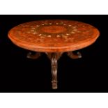 A fine Victorian mahogany and marquetry circular centre table,