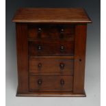 A Victorian walnut table top miniature Wellington chest,
