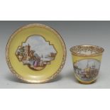 A 19th century Meissen chocolate cup and saucer,