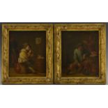After Teniers A pair, Tavern Scenes oils on canvas,