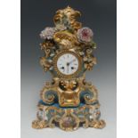 A 19th century French porcelain cartouche-shaped clock,