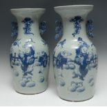A pair of tall Chinese baluster vases,