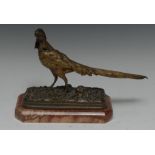 Trodoux (French 19th/early 20th century), a patinated bronze, of a pheasant, signed in the maquette,