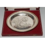 An Elizabeth II silver circular commemorative salver, the British Empire Plate,