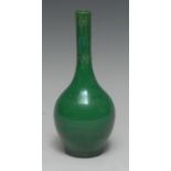 A Japanese Awaji monochrome ovoid vase, glazed in tones of green, 18.