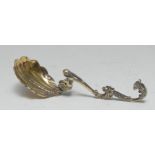 A Victorian Neo-Renaissance silver-gilt caddy spoon, shell shaped bowl,
