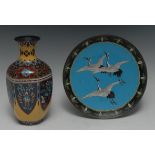 A Chinese cloisonné enamel hexagonal baluster vase,