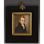 English School (19th century), a portrait miniature, of a young gentleman with blond hair,