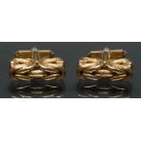 A pair of retro 1970's 9ct gold textured and polished chain block cufflinks,