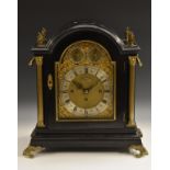 A George III Revival ebonised musical bracket clock, inscribed W.