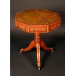 A small Regency design mahogany octagonal drum table,