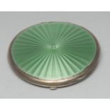 A George V silver and guilloche enamel circular compact,