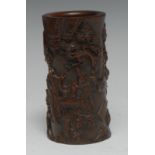 A Chinese hardwood bitong brush pot,