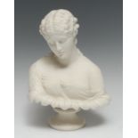 A 19th century Parian bust of Clytie, emerging from a sunflower, modelled after C Delpeche,
