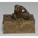 After Christopher Fratin (1801-1864), a gilt-patinated bronze animalier novelty casket,