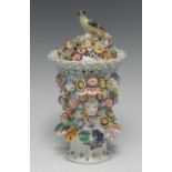 An early Derby flared frill potpourri vase and cover,