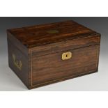 A Victorian rosewood rectangular dressing box,