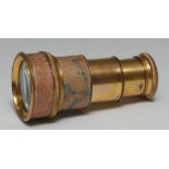 An early 19th century French lacquered gilt-brass monocular telescope,