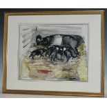 N. Pearse (20th century) Suckling Pigs signed, watercolour and wash, 31.