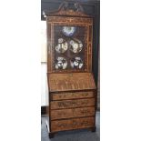 A George III mahogany and marquetry bureau bookcase, of small proportions,