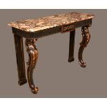 An 18th century style painted and parcel gilt console table,