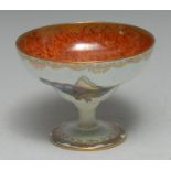 A Wedgwood Butterfly Lustre ogee pedestal bowl, designed by Daisy Makeig-Jones,