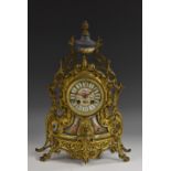 A 19th century French gilt-metal mounted porcelain mantel clock,