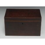 A George III mahogany rectangular tea caddy,