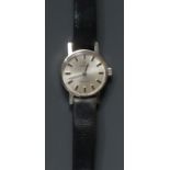 Omega - a vintage 1970's lady's Geneve wristwatch, silvered dial, block baton markers, minute track,