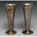 A pair of Wedgwood Fairyland Lustre Butterfly Women pattern tall trumpet shaped vases,