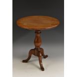 Miniature Furniture - Victorian mahogany tripod occasional table, circular tilting top,