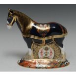 A Royal Crown Derby paperweight, Shire Horse, specially commissioned by Sinclairs, gold stopper,
