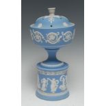 An Adams Jasperware pedestal potpourri vase, typically sprigged in the Neoclassical taste,