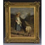 Gregor Grey (19th century) The Girl and the Goat signed, dated 1882, oil on canvas,