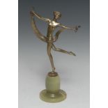 Josef Lorenzl (1892-1950), an Art Deco silvered and gilt-patinated bronze, The Scarf Dancer,
