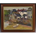 Fred Yates (1922 - 2008) On The River Fowey, Bodinick Ferry signed, oil on board, 44.