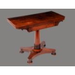 A George IV rosewood rounded rectangular card table,