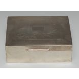 A Chinese silver rectangular table cigarette box,